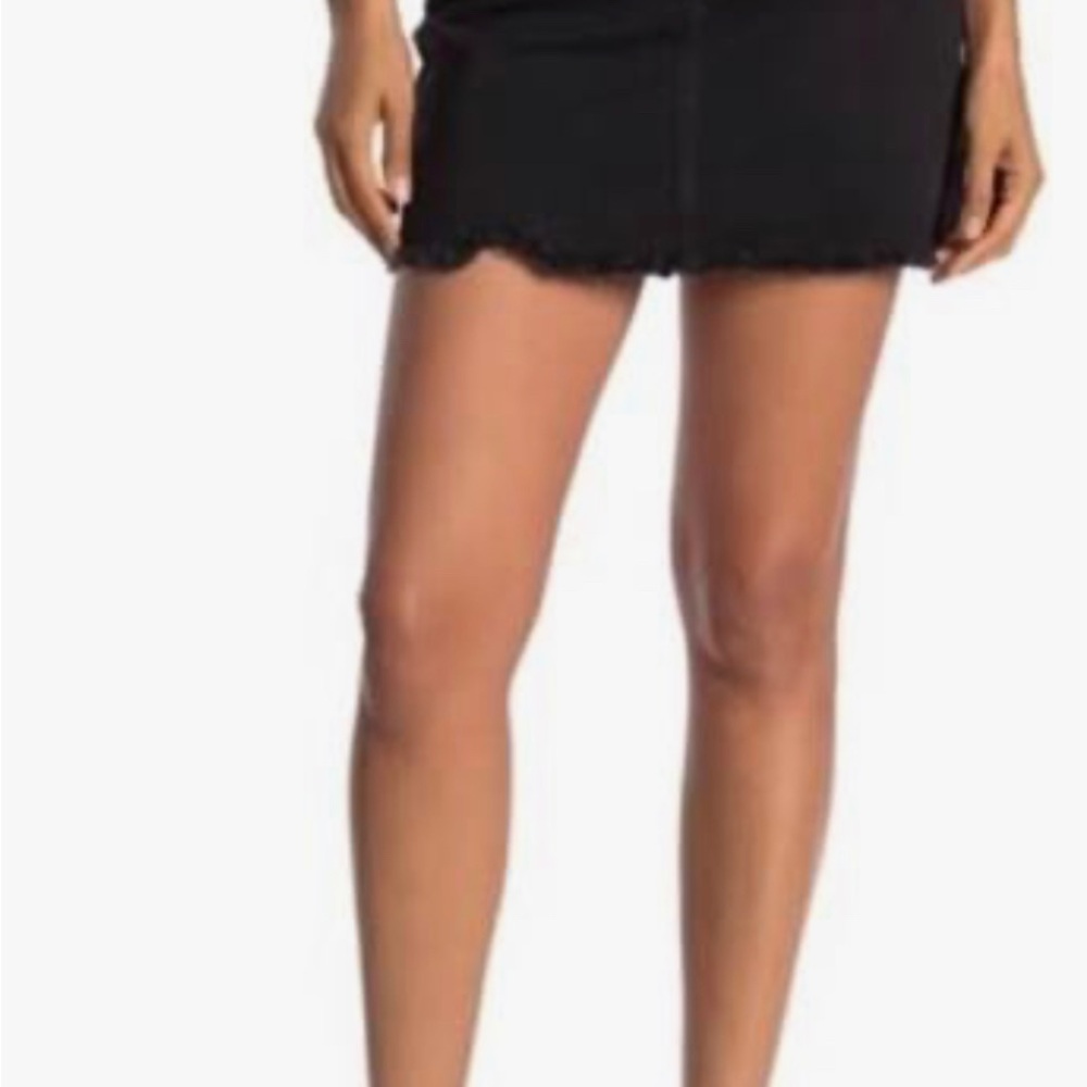 Madewell Black denim mini skirt with raw hem size 29